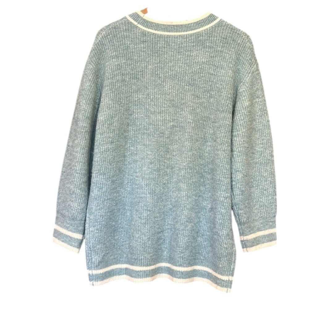 A New Day Light Blue Oversized Button-Up V-Neck Cardigan Sweater Varsity Small - Picture 4 of 10